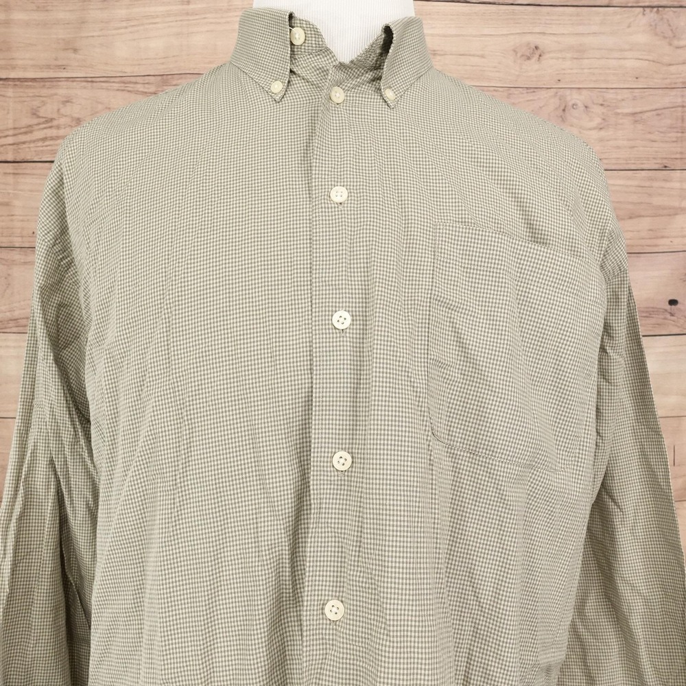 Nautica Shirt Mens XL Green Check Long Sleeve Button-Up Cotton Casual Pocket